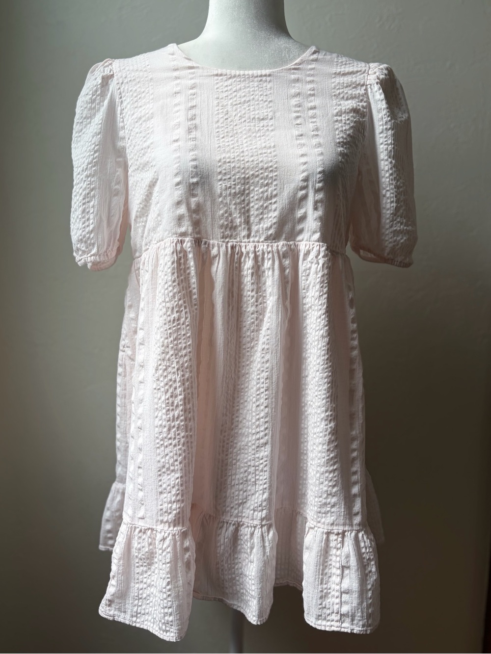 Sun-dey Aritzia Organic Cotton Pink Babydoll Puff Sleeve Dress XS